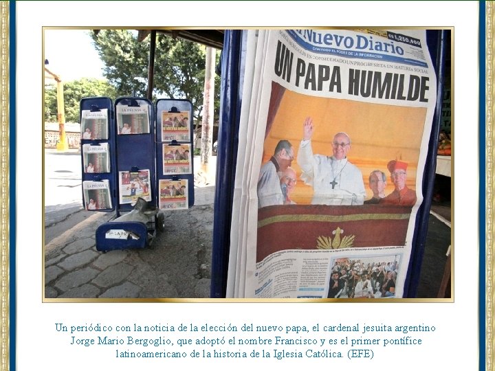 Un periódico con la noticia de la elección del nuevo papa, el cardenal jesuita