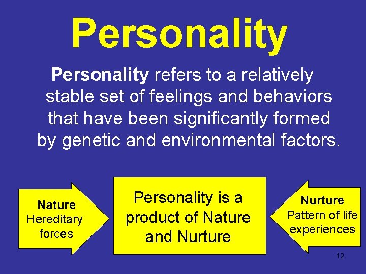 Personality refers to a relatively stable set of feelings and behaviors that have been