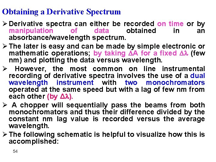 Obtaining a Derivative Spectrum Ø Derivative spectra can either be recorded on time or
