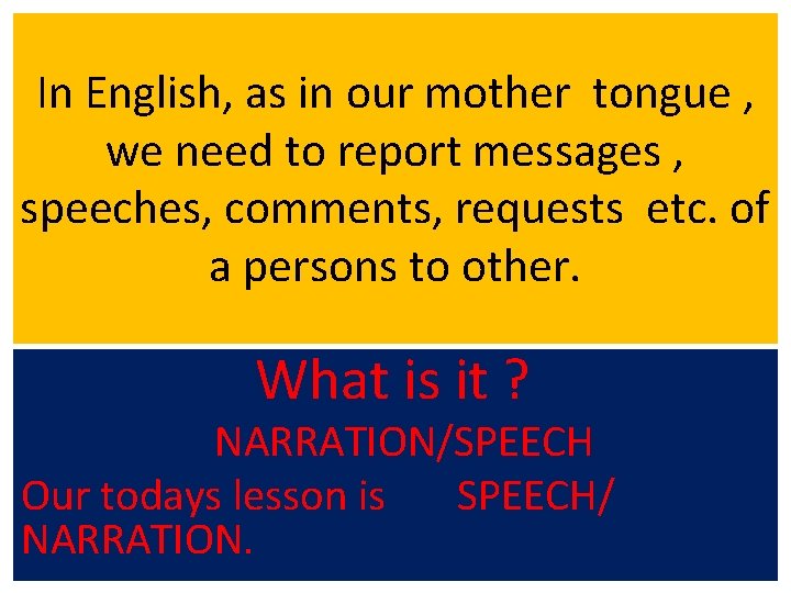 In English, as in our mother tongue , we need to report messages ,