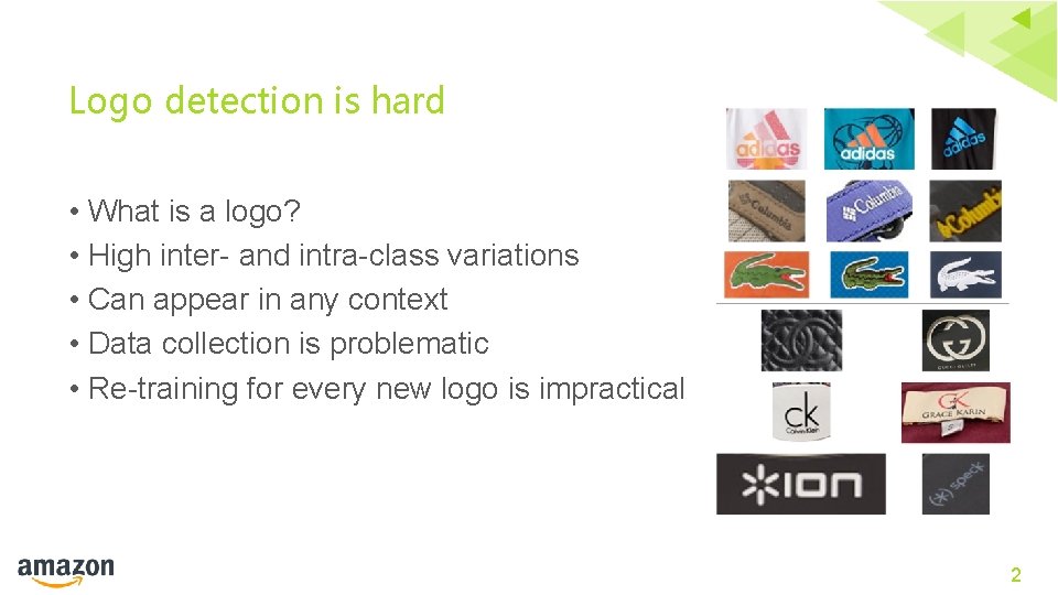 Logo detection is hard • What is a logo? • High inter- and intra-class