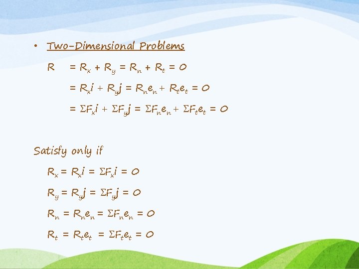  • Two-Dimensional Problems R = Rx + R y = R n +