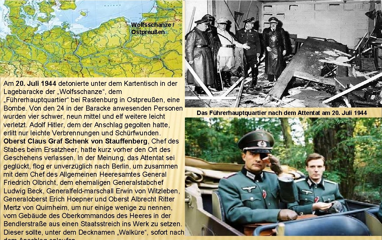 Wolfsschanze / Ostpreußen Am 20. Juli 1944 detonierte unter dem Kartentisch in der Lagebaracke