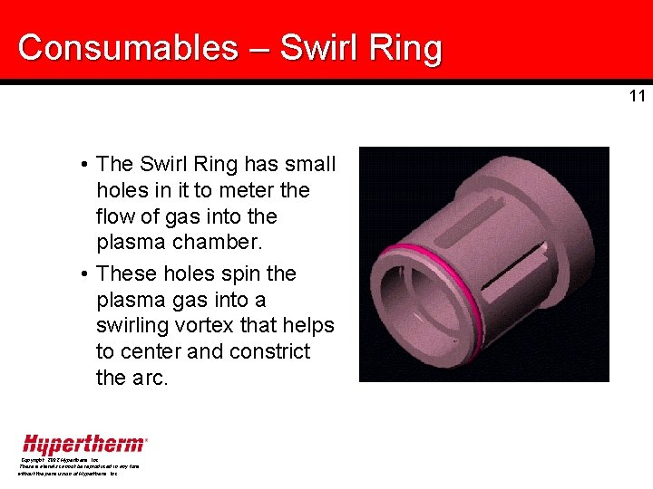 Consumables – Swirl Ring 11 • The Swirl Ring has small holes in it