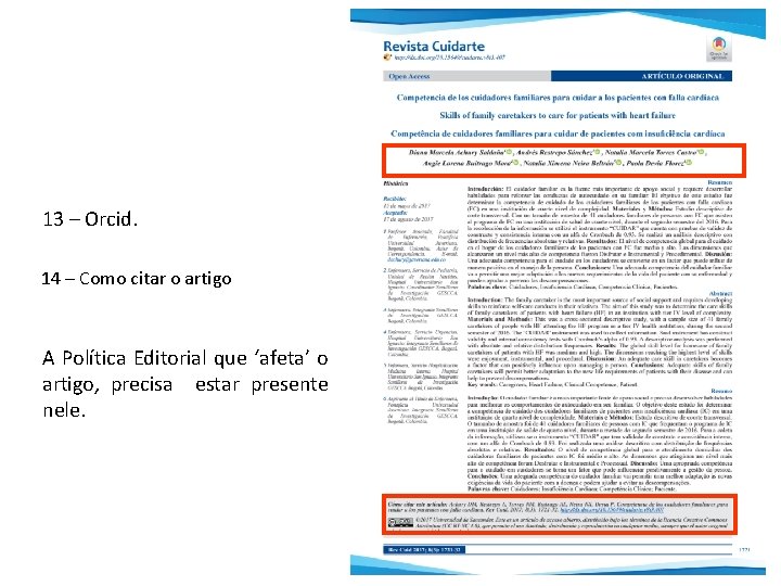 13 – Orcid. 14 – Como citar o artigo A Política Editorial que ‘afeta’