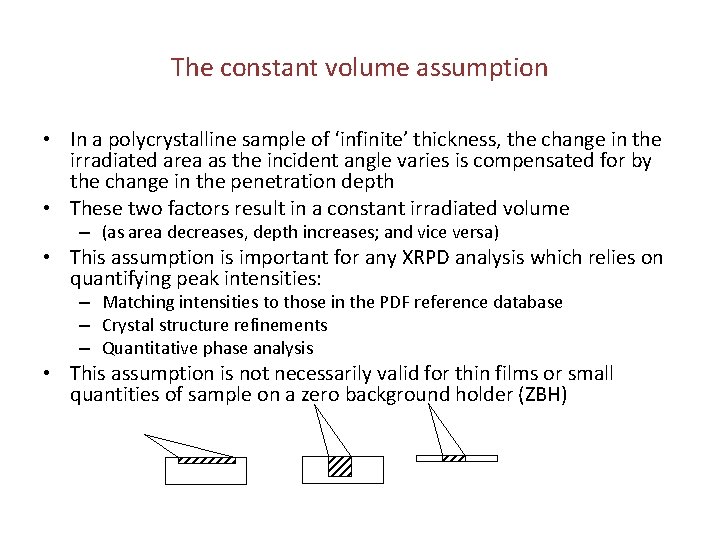 The constant volume assumption • In a polycrystalline sample of ‘infinite’ thickness, the change