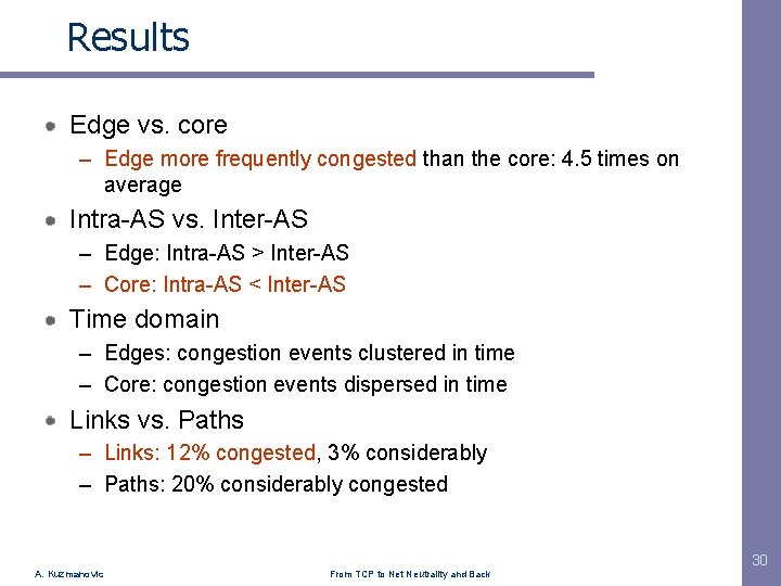 Results Edge vs. core – Edge more frequently congested than the core: 4. 5