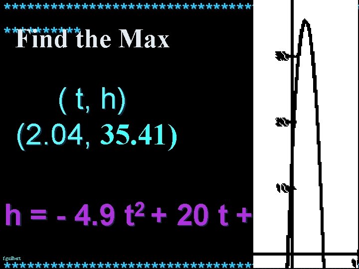 *********************** Find the Max ( t, h) (2. 04, 35. 41) h = -