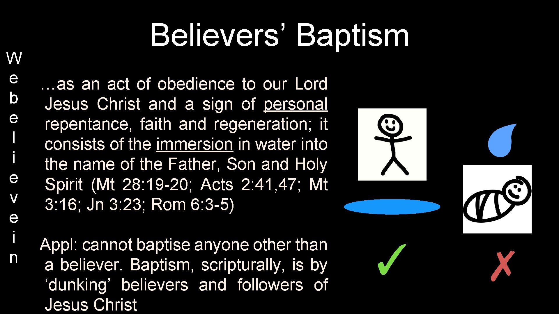 W e b e l i e v e i n Believers’ Baptism …as