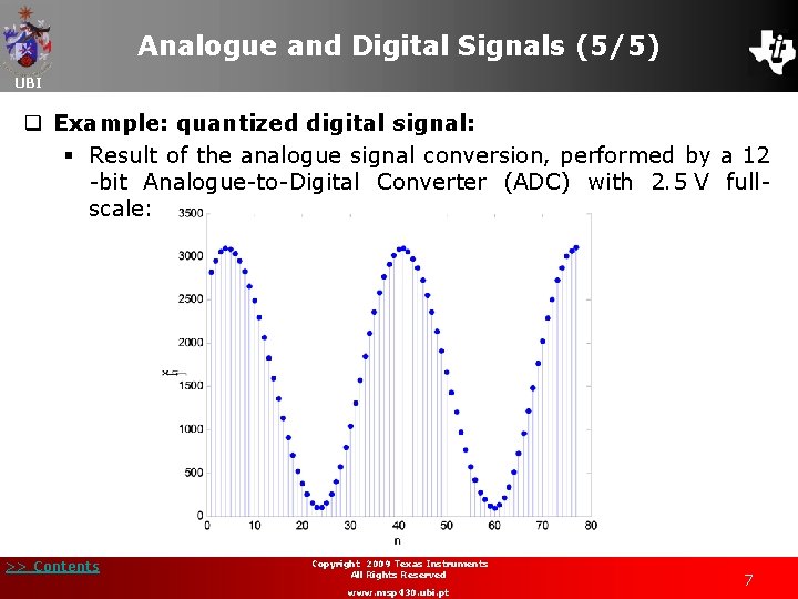 Analogue and Digital Signals (5/5) UBI q Example: quantized digital signal: § Result of
