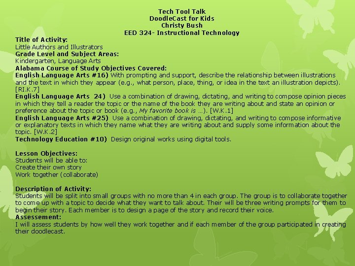 Tech Tool Talk Doodle. Cast for Kids Christy Bush EED 324 - Instructional Technology