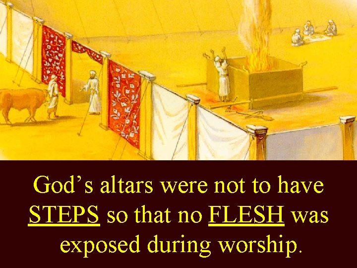 God’s altars were not to have STEPS so that no FLESH was exposed during