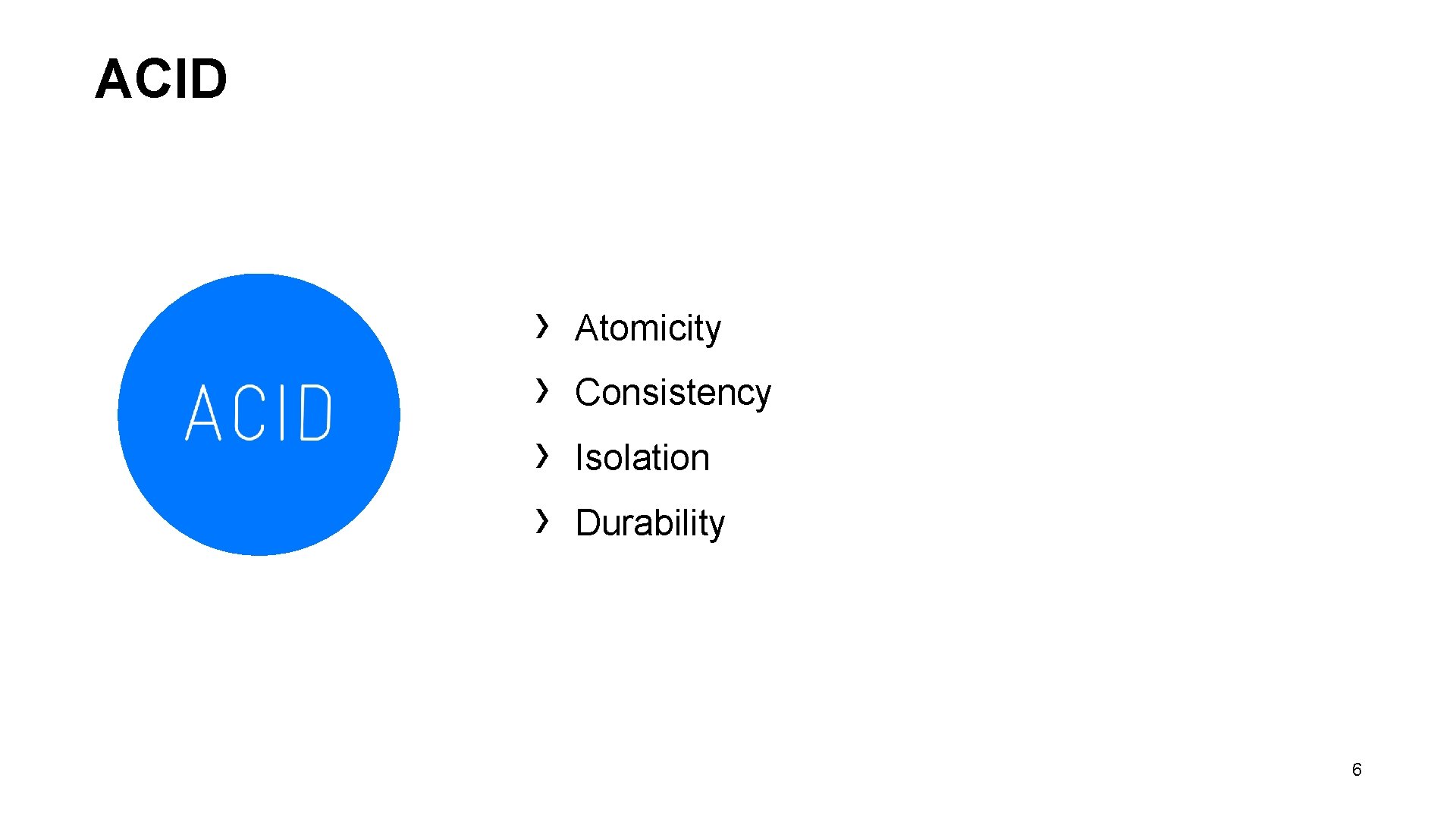 ACID › › Atomicity Consistency Isolation Durability 6 