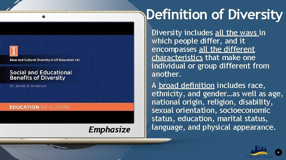Definition of Diversity Emphasize Diversity includes all the ways in which people differ, and