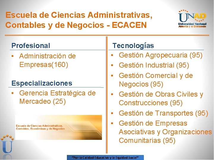 Escuela de Ciencias Administrativas, Contables y de Negocios - ECACEN Profesional • Administración de