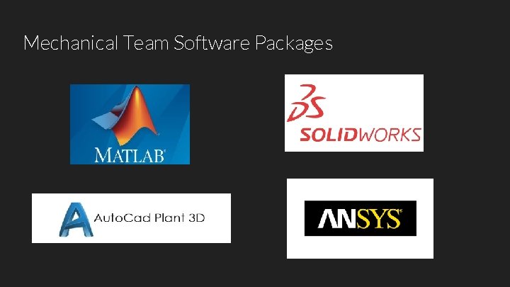 Mechanical Team Software Packages 