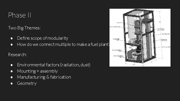Phase II Two Big Themes: ● Define scope of modularity ● How do we