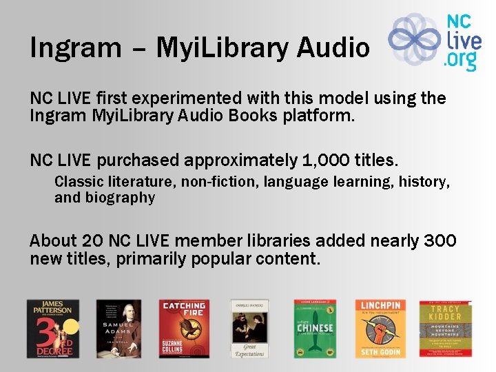 Ingram – Myi. Library Audio NC LIVE first experimented with this model using the