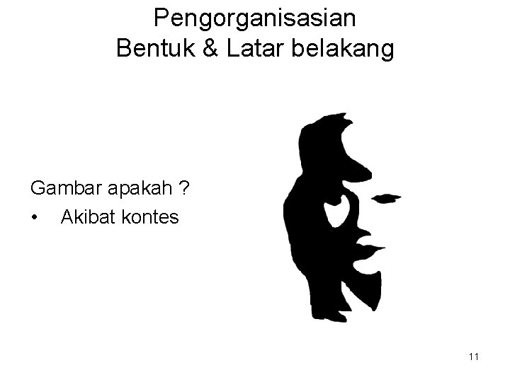 Pengorganisasian Bentuk & Latar belakang Gambar apakah ? • Akibat kontes 11 