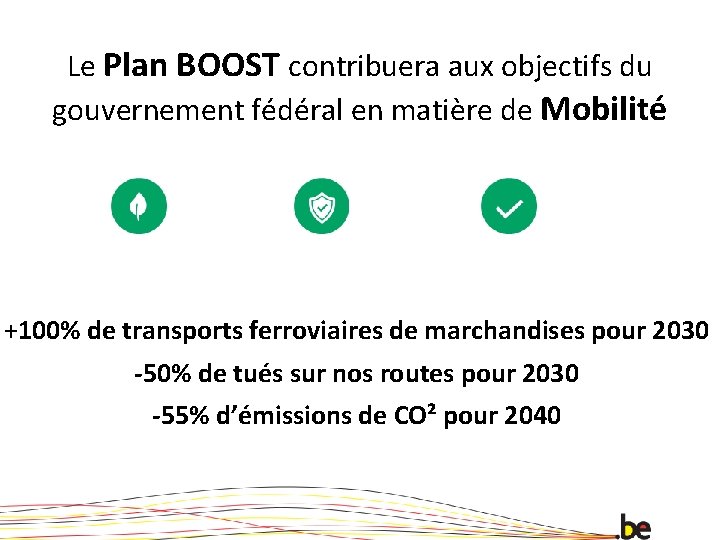 Le Plan BOOST contribuera aux objectifs du gouvernement fédéral en matière de Mobilité +100%