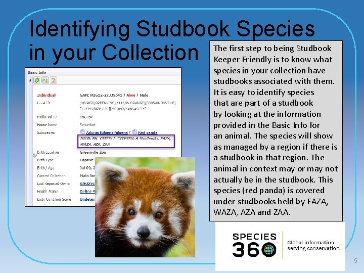 Identifying Studbook Species The first step to being Studbook in your Collection Keeper Friendly