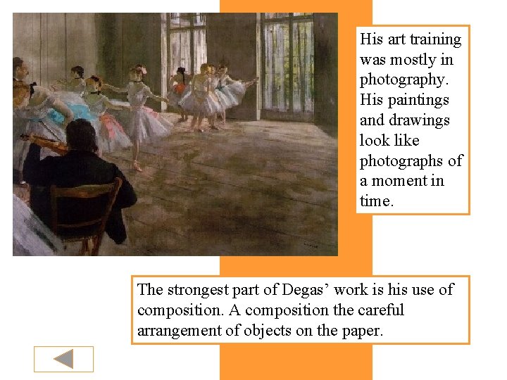 His art training was mostly in photography. His paintings and drawings look like photographs