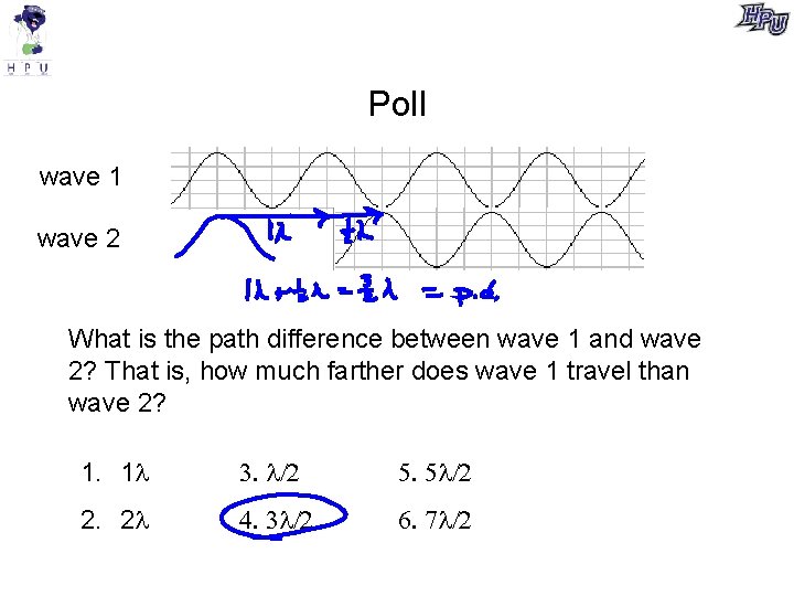 Poll wave 1 wave 2 What is the path difference between wave 1 and