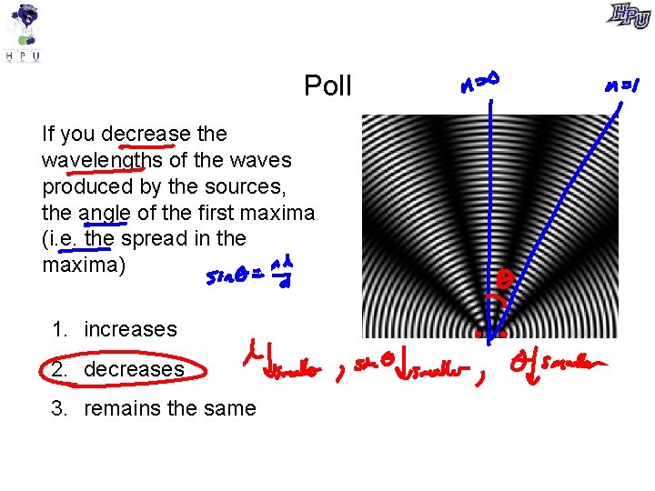 Poll If you decrease the wavelengths of the waves produced by the sources, the