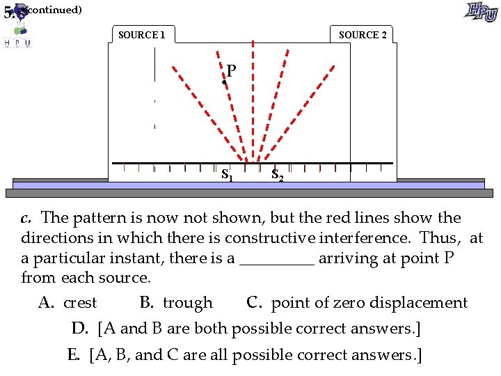 5. (continued) SOURCE 1 SOURCE 2 P S 1 S 2 c. The pattern