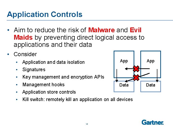 Application Controls • Aim to reduce the risk of Malware and Evil Maids by