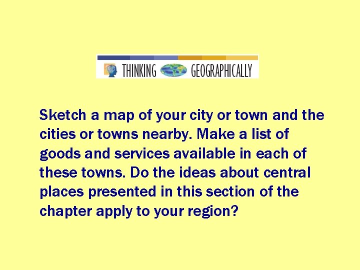 Sketch a map of your city or town and the cities or towns nearby.