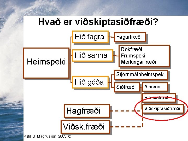 Hvað er viðskiptasiðfræði? Hið fagra Hið sanna Heimspeki Fagurfræði Rökfræði Frumspeki Merkingarfræði Stjórnmálaheimspeki Hið