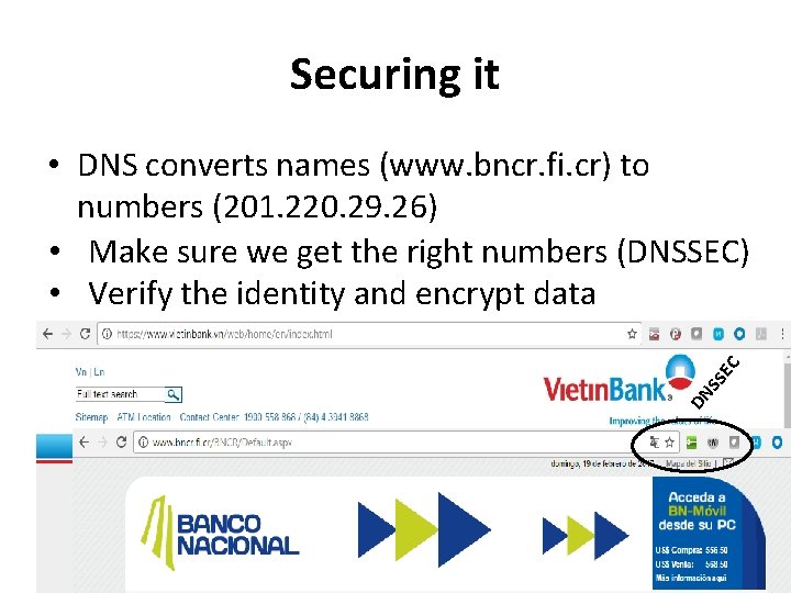 Securing it DN SS EC • DNS converts names (www. bncr. fi. cr) to