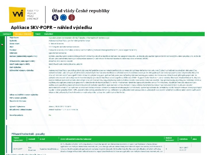 Aplikace SKV-POPR – náhled výsledku 12 