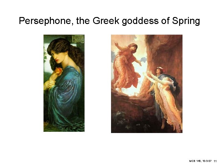 Persephone, the Greek goddess of Spring MCB 140, 10 -3 -07 11 