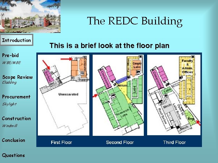 The REDC Building Introduction Pre-bid WBE/MBE Scope Review Cladding Procurement Skylight Construction Windmill Conclusion