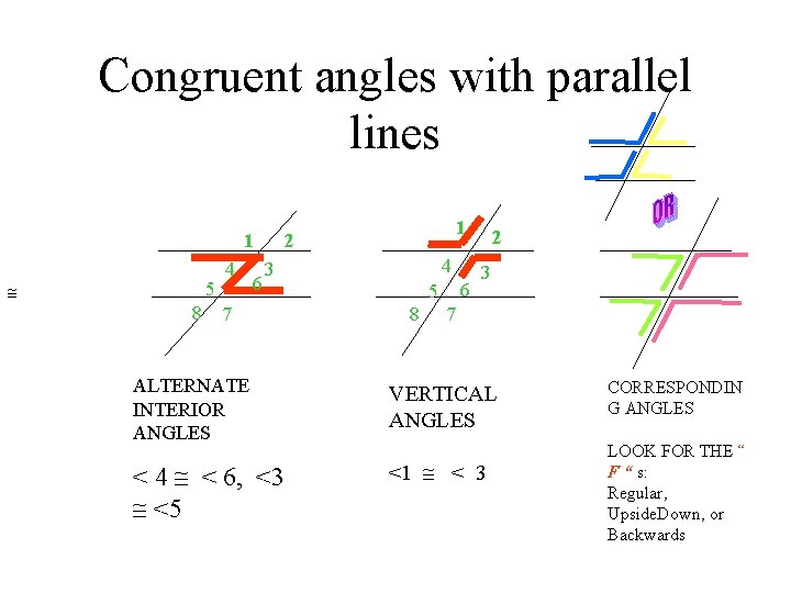 Congruent angles with parallel lines 1 5 8 4 6 1 2 4 3