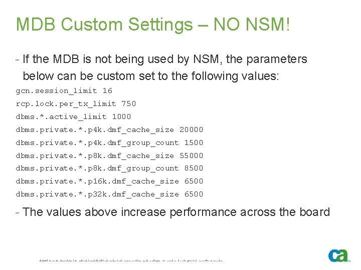 MDB Custom Settings – NO NSM! - If the MDB is not being used