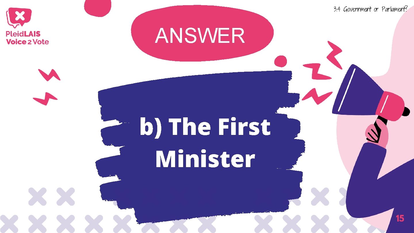 3. 4 Government or Parliament? ANSWER b) The First Minister 15 3. 4 Government or Parliament? ANSWER b) The First Minister 15