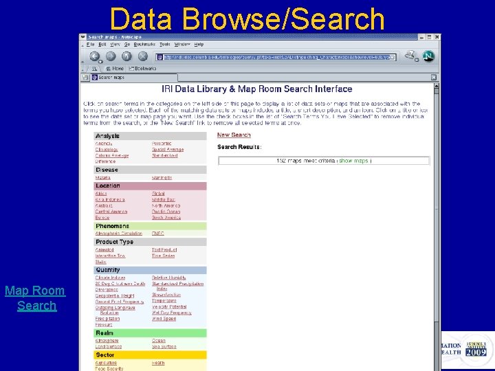 Data Browse/Search Map Room Search 
