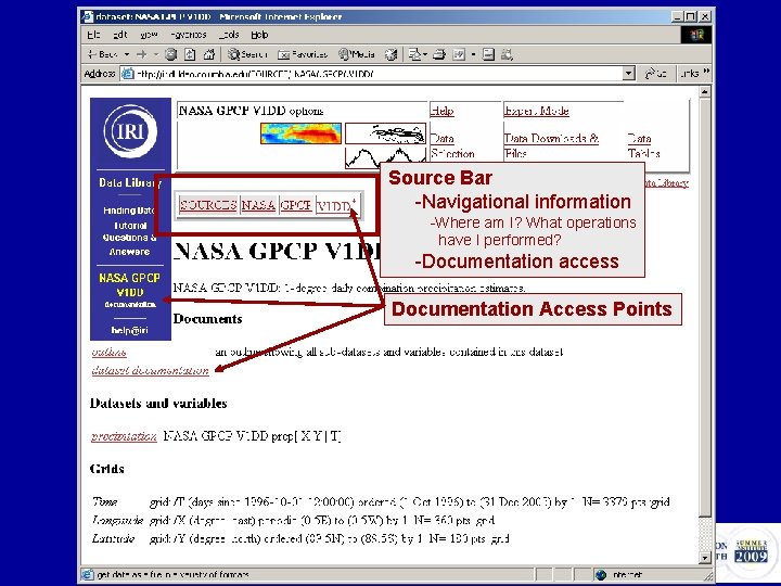 Source Bar -Navigational information -Where am I? What operations have I performed? -Documentation access