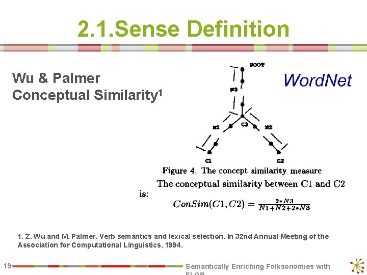 2. 1. Sense Definition Wu & Palmer Conceptual Similarity 1 1. Z. Wu and