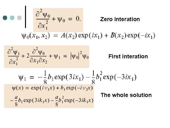 Zero interation First interation The whole solution 