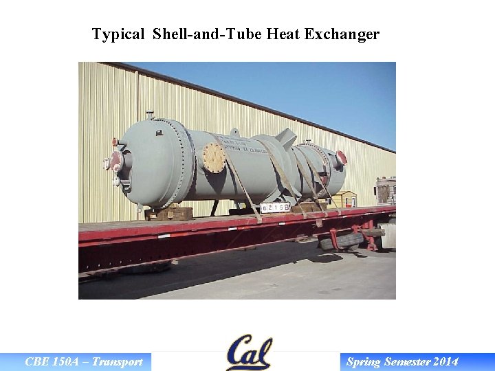 Typical Shell-and-Tube Heat Exchanger CBE 150 A – Transport Spring Semester 2014 