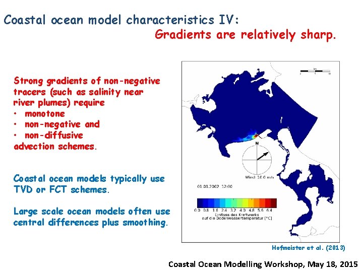 Coastal ocean model characteristics IV: Gradients are relatively sharp. Strong gradients of non-negative tracers Coastal ocean model characteristics IV: Gradients are relatively sharp. Strong gradients of non-negative tracers