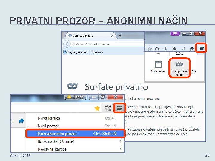 PRIVATNI PROZOR – ANONIMNI NAČIN Sanda, 2015. 23 