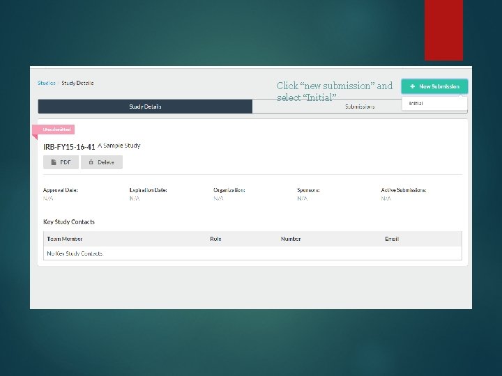 Click “new submission” and select “Initial” 