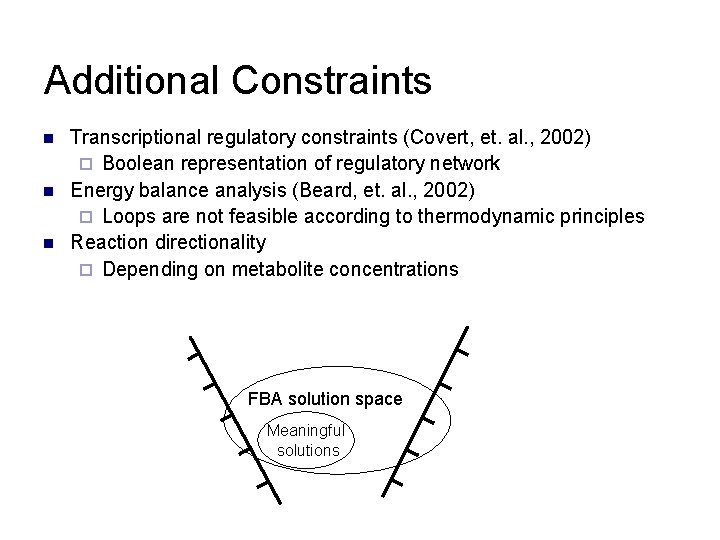 Additional Constraints n n n Transcriptional regulatory constraints (Covert, et. al. , 2002) ¨