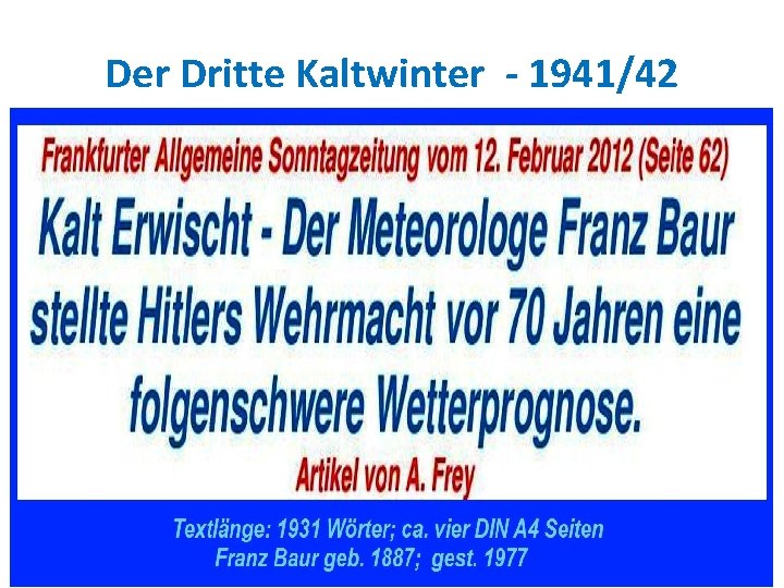 Der Dritte Kaltwinter - 1941/42 