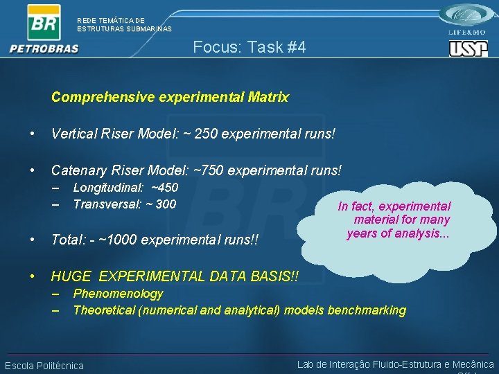 REDE TEMÁTICA DE ESTRUTURAS SUBMARINAS Focus: Task #4 Comprehensive experimental Matrix • Vertical Riser